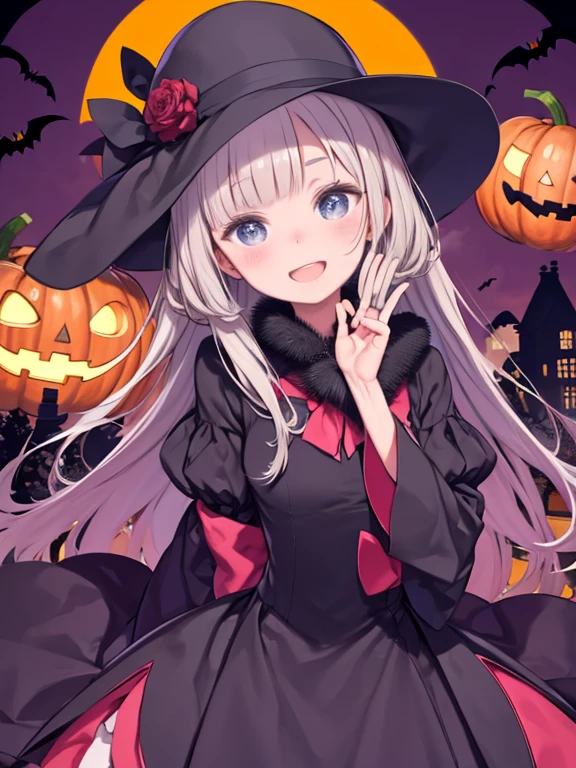 masterpiece, highest quality、Medium wide shot、1. A woman with beautiful eyes、laughing、Halloween、halloween、