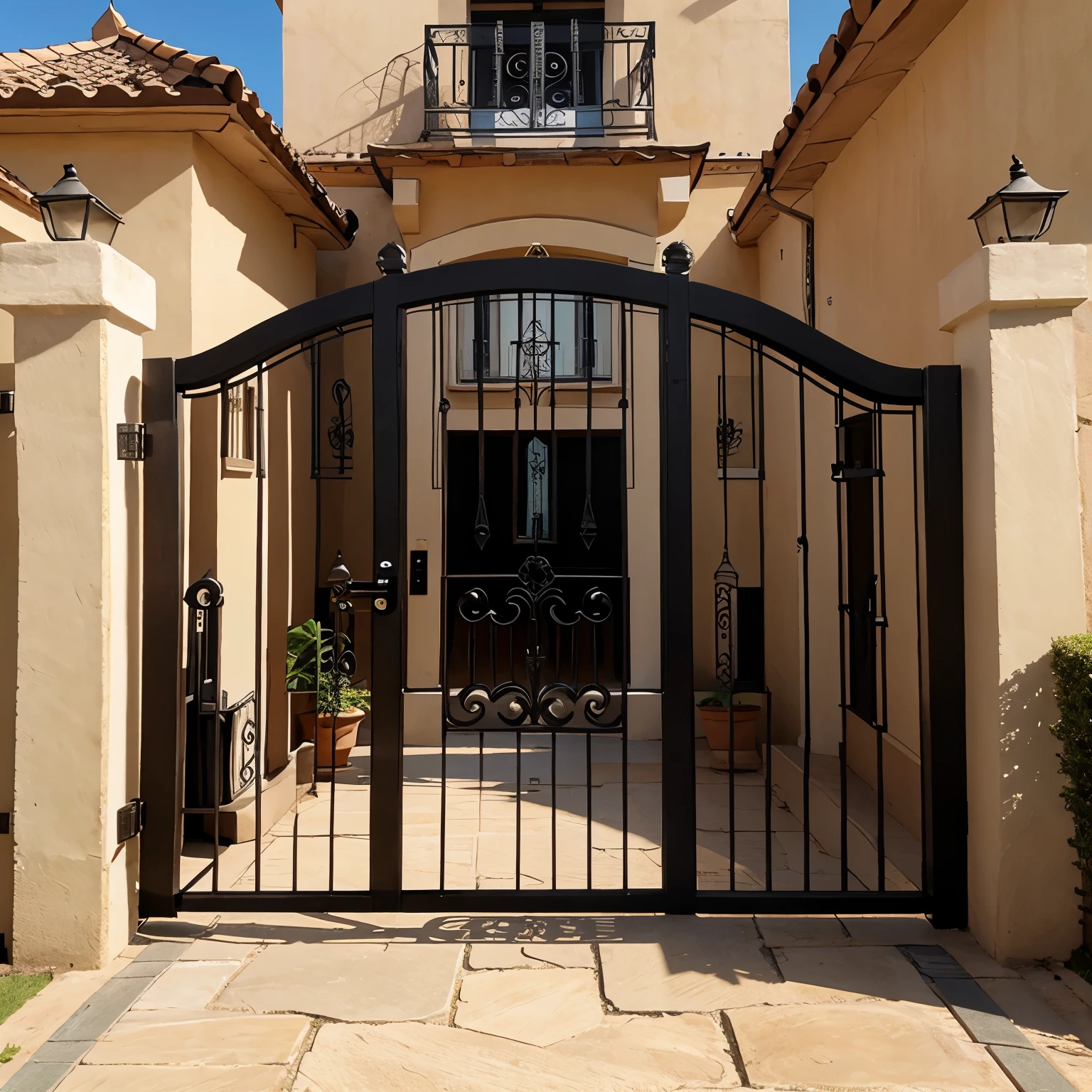 Main 3d gate cartoon style open and close gate design and on name plate S&S villa should be written make it more like in cartoon