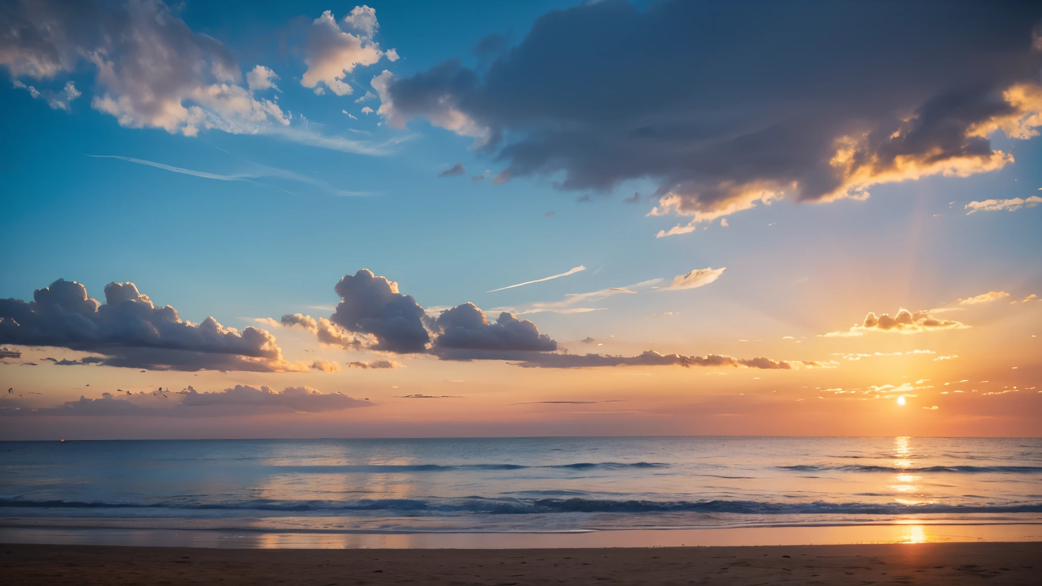 sunset,seaside,Golden sunset,no one in the screen