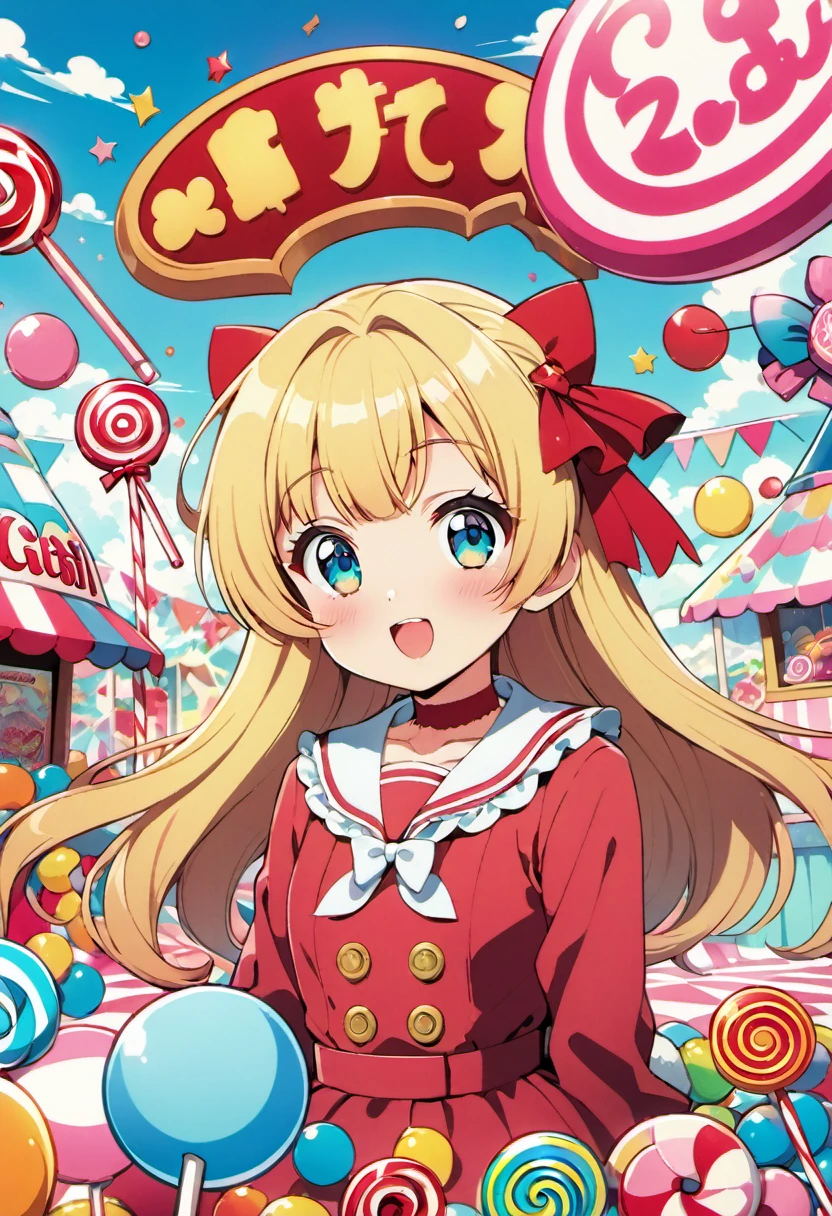 (best quality, highres, ultra sharp), Candy Candy\' by Toei Animation, detailed art style, vintage aesthetic, emotional melodrama, inspired by Keiko Nagita and Yumiko Igarashi's original manga, in candyland, Blonde,