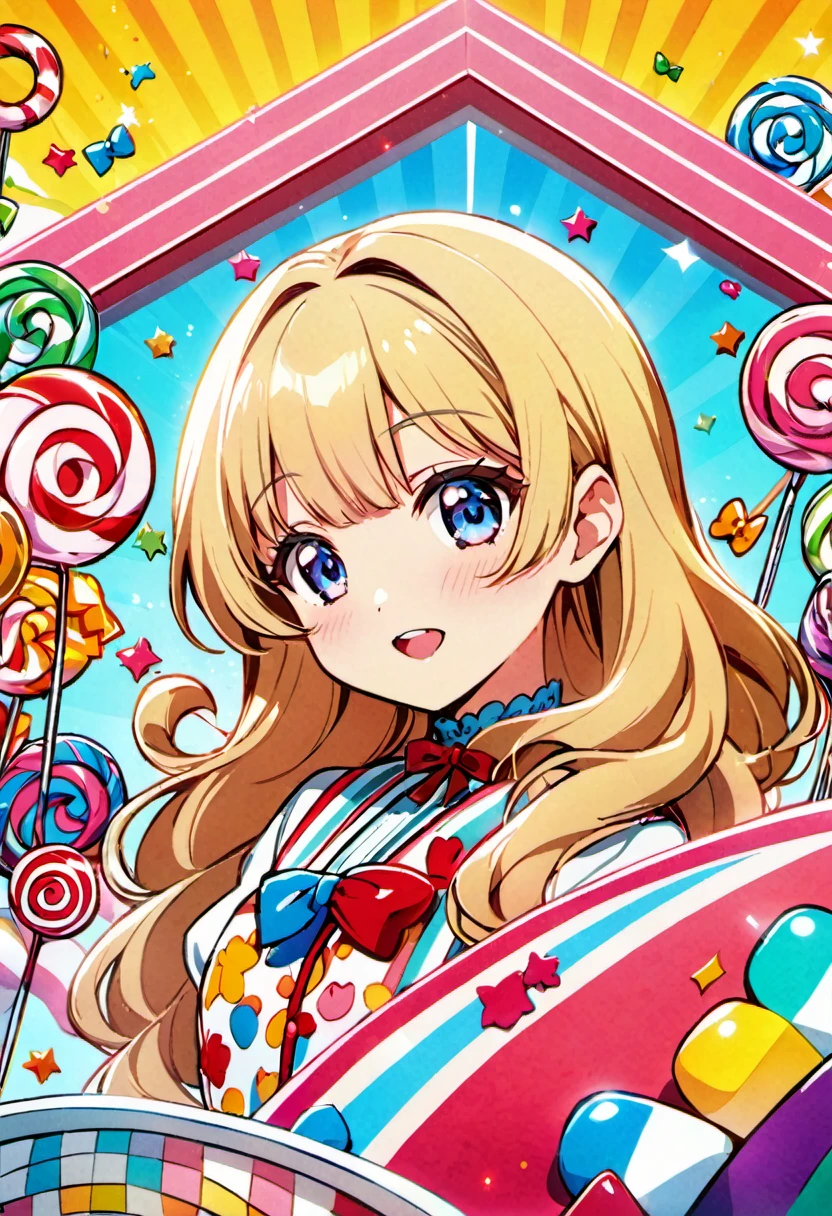 (best quality, highres, ultra sharp), Candy Candy\' by Toei Animation, detailed art style, vintage aesthetic, emotional melodrama, inspired by Keiko Nagita and Yumiko Igarashi's original manga, candyland, Blonde, detailed candy candy character feaures,