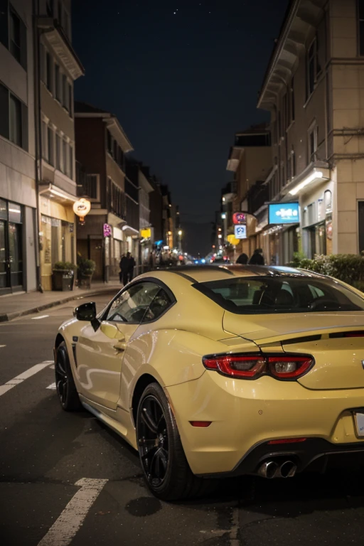 A sports car on a street at night surrounded by buildings
((Melhor qualidade)), ((obra de arte)), (detalhado), rosto perfeito