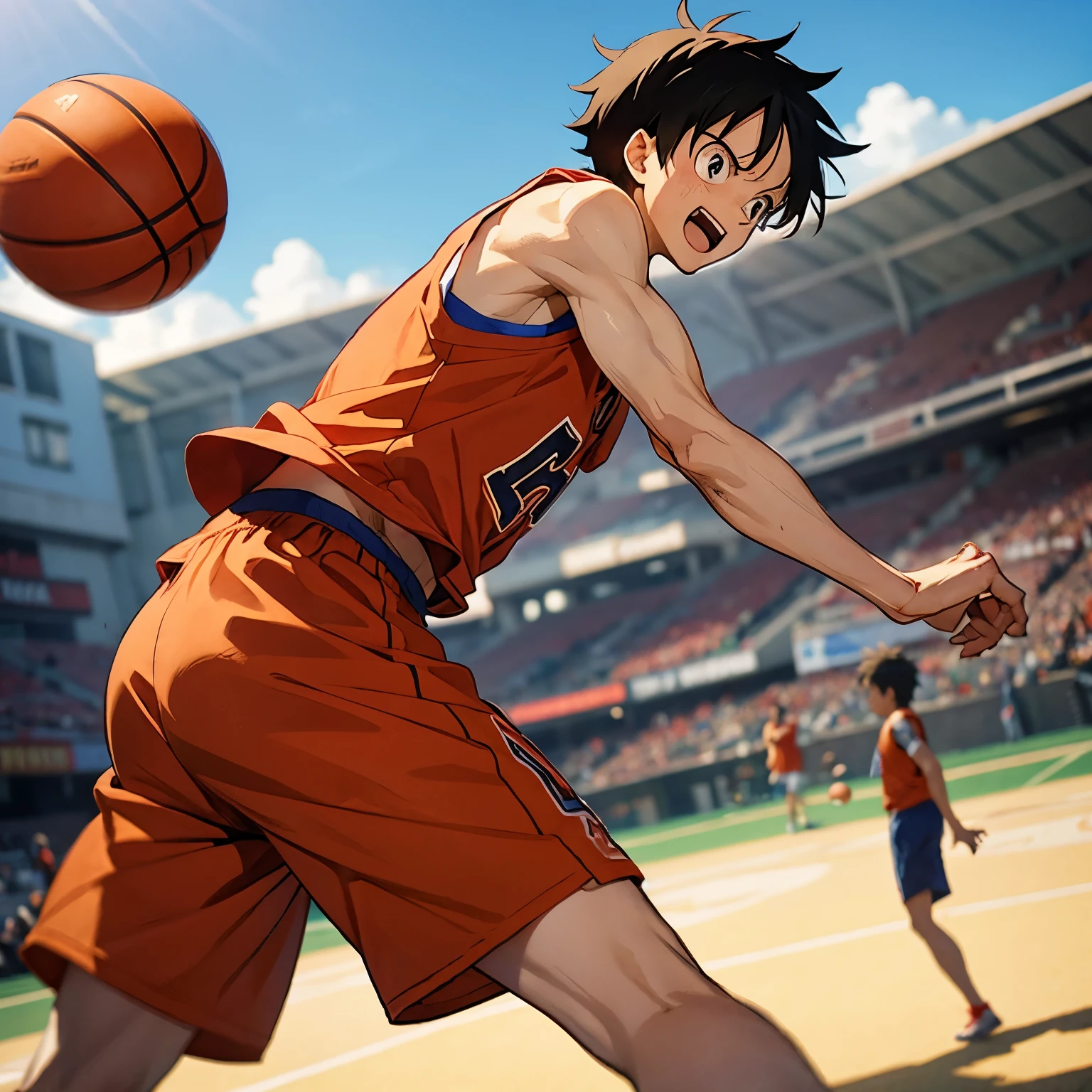 Luffy jogando basquete