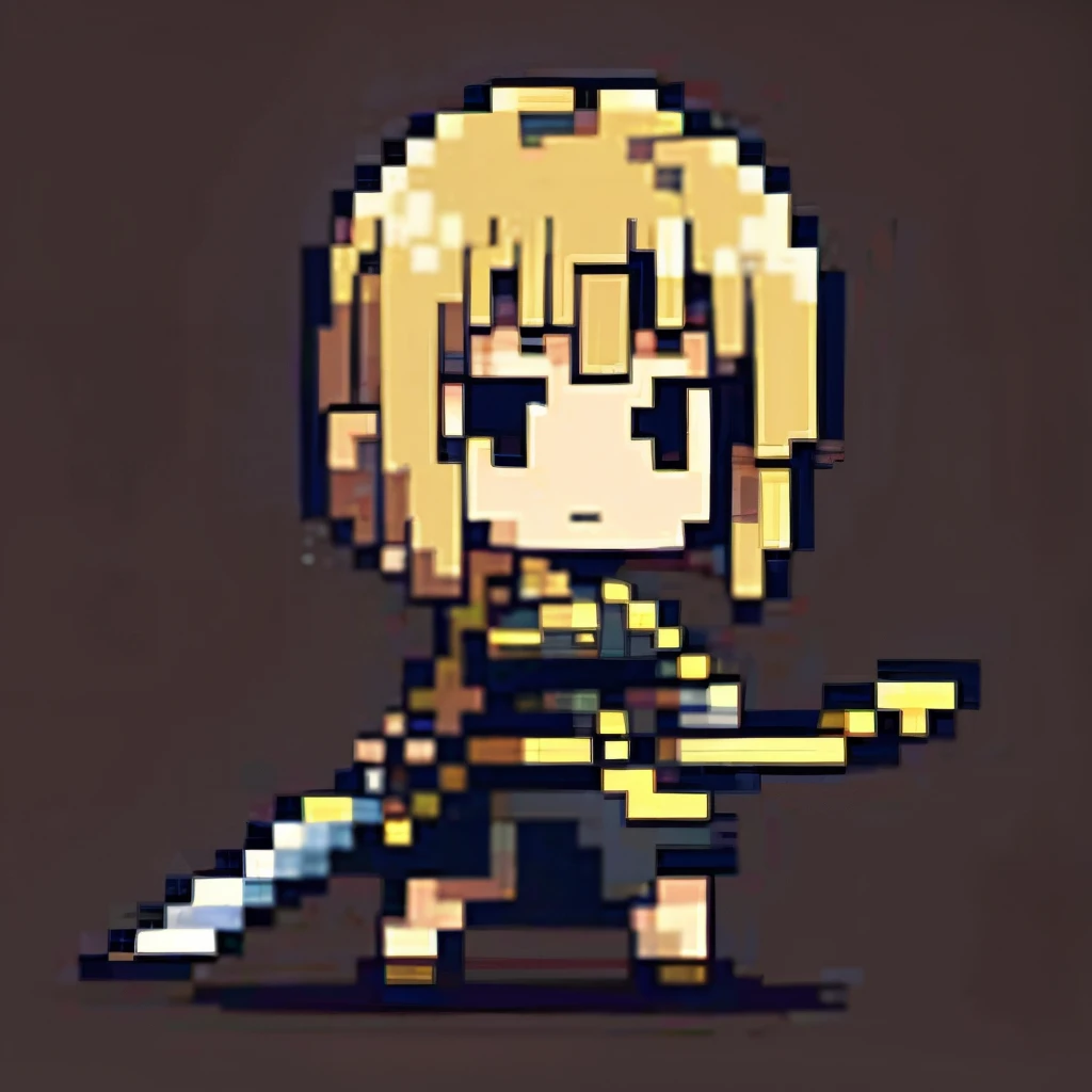 guerreiro, with a sword in her hand, cabelo curto, pixel. corpo todo