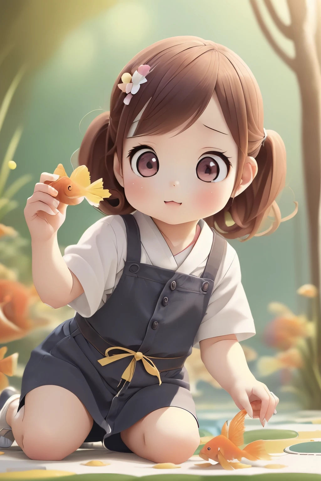 (masutepiece:1.2),(Best Quality:1.1),(Ultra-detailed:1.1),(Realistic:1.2),(Colorful:1.2),(Young girls:1.3),(Japanese:1.1),(Clothing samples:1.1),(Girls playing with goldfish scoop:1.3),(Colorful contact lenses:1.2),(FULL BODYSHOT:1.2),(Summer:1.1)
