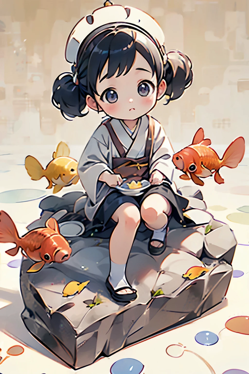 (muste piece:1.2)、(Highest image quality:1.1)、(Super fine:1.1)、(realism:1.2)、(colorful:1.2)、(baby-faced girl)、(Japanese:1.1)、(Clothing Samples:1.1)、(Girl playing with goldfish scoop:1.3)、(colorfulコンタクトレンズ:1.2)、(full body shot:1.2)、(summer:1.1)、Background is blue

