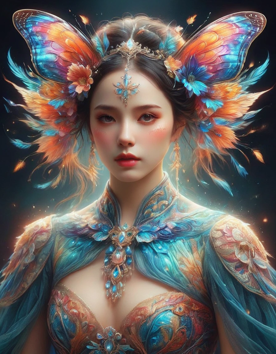 *8K masterpiece, Highest quality, Highest quality, Official Art, (Beauty and aesthetics: 1.3), Very detailed, (Fractal Art: 1.3), colorful, Ice and Chinese dragon, Serpentine body, nail, cyan and 1 Woman, Hanwomen's Media, Hanfu, cyan