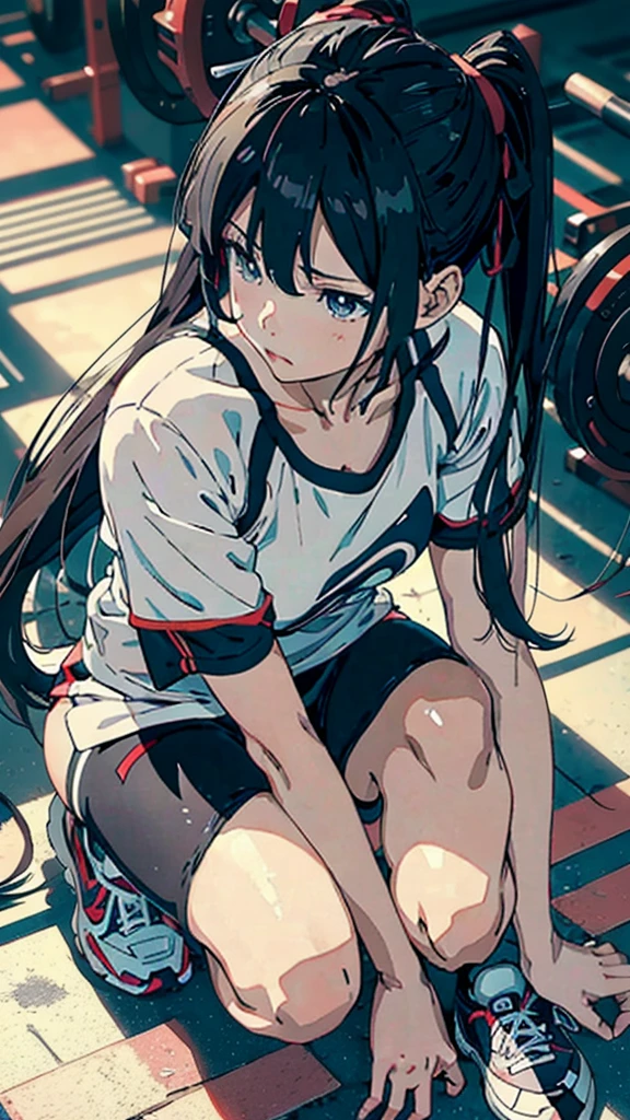 Anime girl in black and white clothes squatting on the floor, Beautiful anime girl squatting, seductive anime girl, Chun-Li at the gym, anime girl squatting, ultra hd anime wallpaper, 4k anime wallpaper, anime style 4k, fit girl, anime wallpaper 4k, anime wallpaper 4k, 4k manga wallpaper