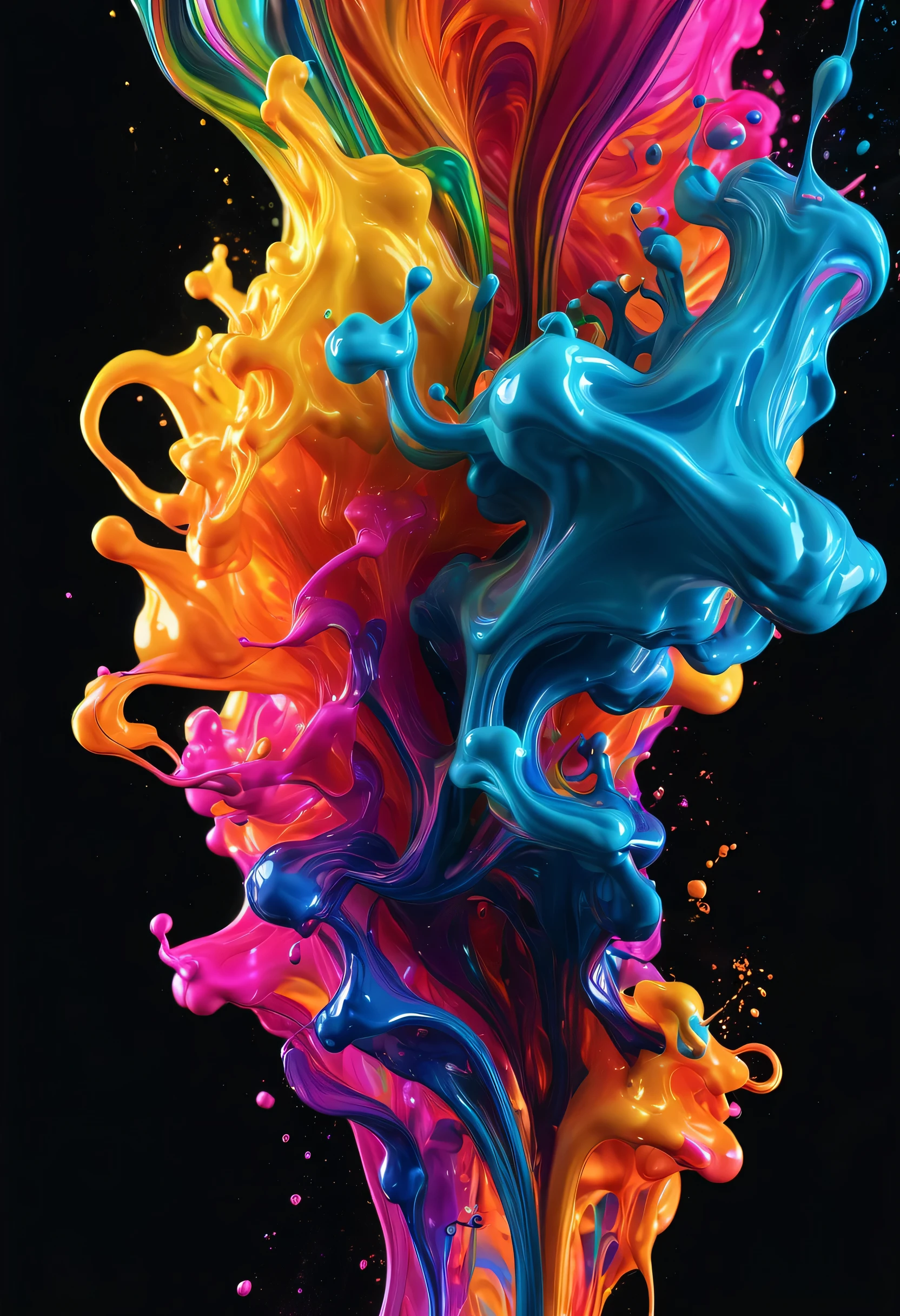 Close-up of colorful liquid reflected on a black background, digital art by Anton Graff, pixel, digital art, Paint flowing in a complex way, digital art 4 k, digital artwork 4 k, digital art 4k, 8k hd wallpaper digital art, Liquid color smoke, Awesome colorful backgrounds, 4k highly detailed digital art, Beautiful art UHD 4K