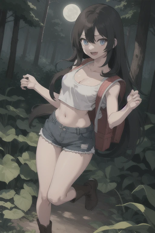 masterpiece, best quality, highres, nm1, headphones around neck, school uniform, long sleeves, blue cardigan, green skirt, pantyhose, cowboy shot, looking at the viewer, and a woods, wet skin, wearing a white lingerie, beautiful ass, big ass, (extremely detailed face), from behind, 8K resolution, super detailed, high quality