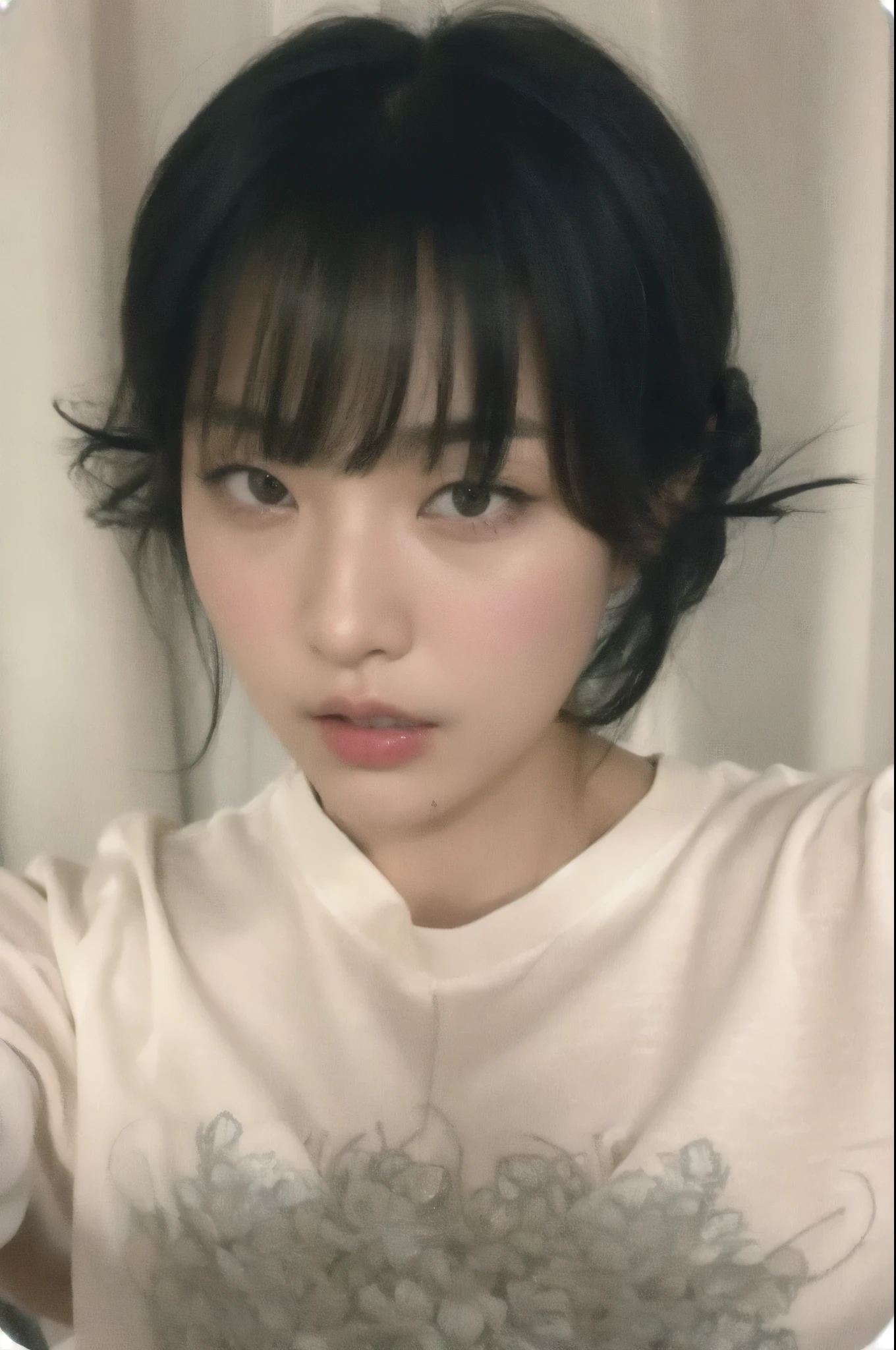 arafed asian woman with a white shirt and black hair, song hye - kyo, she has black hair with bangs, heonhwa choe, sun yunjoo, park ji-min, lee ji - eun, lee ji-eun, lalisa manobal, ulzzang, with bangs, shikamimi, shin min jeong, jinyoung shin, blackpink lisa, blackpink jennie