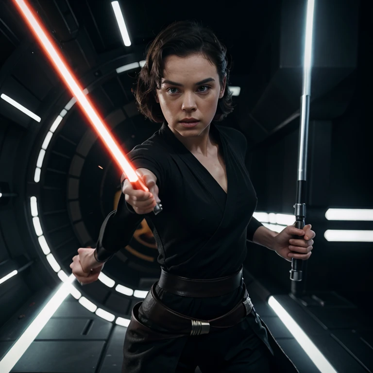 Daisy Ridley dressed in Jedi clothing