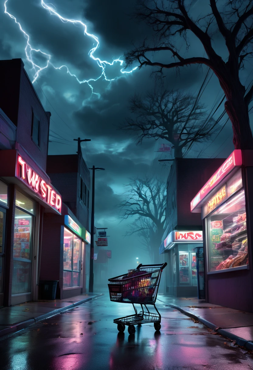 (best quality,4k,8k,highres,masterpiece:1.2),ultra-detailed,(realistic,photorealistic,photo-realistic:1,37),((convenient store)),(exterior only),empty,scary,(cosmic horror),midnight sky,brightly lit,7-11,9(American small town),((2girls playing in parking lot)),heavy winds,((monsters in background)),dark clouds,menacing atmosphere,ominous shadows,neon lights flickering,reptilian creatures lurking,creepy music playing overhead,twisted trees,deserted streets,distant sound of sirens,lone streetlamp casting eerie glow on the scene,abandoned shopping carts,cracked pavement,mysterious mist swirling around,faint whispers echoing in the air