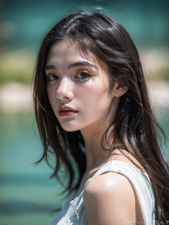 ( masterpiece, top quality, best quality,8k, girl,ultra detailed,raw photo:1.5),(photorealistic:1.4), (long black hair:1.5), (cinematic lighting), PerfectNwsjMajic, , Surrealism, UHD, ccurate, Super detail, textured skin, High detail, Best quality, dynamic angle, (high nose,White skin),[Beautiful blue eyes],(1girl),(good anatomy:0.5)),(outside,rivers and lakes :1.5),white dress, original face 