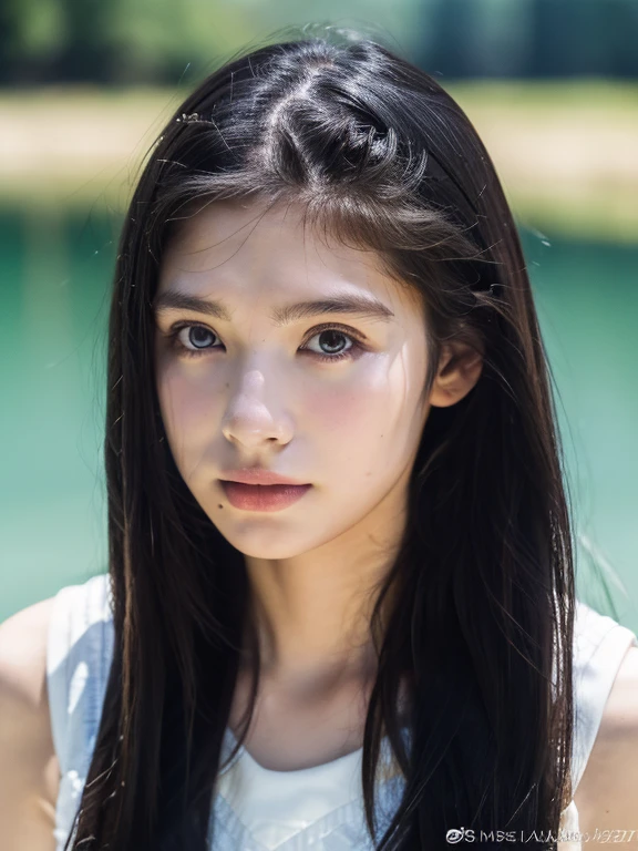 Highest quality, 8K, Very delicate and beautiful, Highly detailed face and skin texture, High resolution,、13 Year old girl on beach