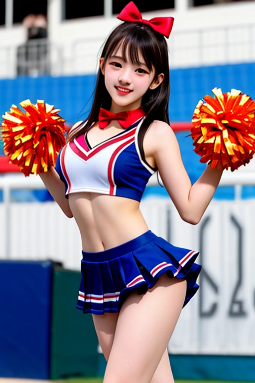 pubescent girls dressed as sexy cheerleaders with their navels exposed