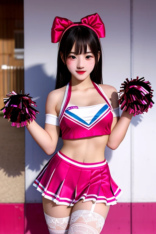  -yeld pucent girls dressed as sexy cheerleaders with their navels exposed 