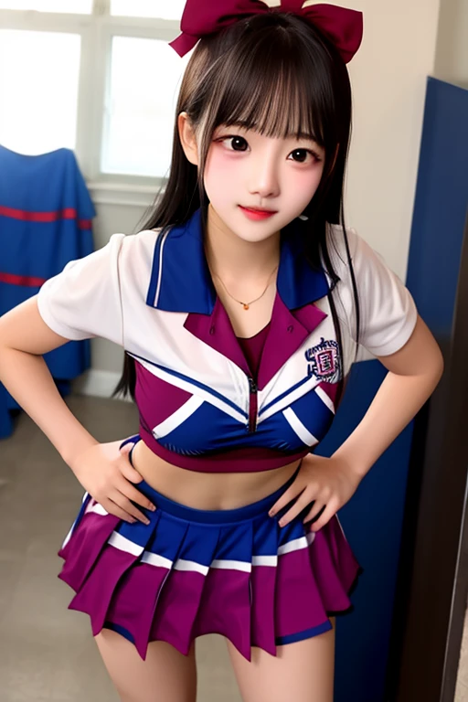  -yeld pucent girls dressed as sexy cheerleaders with their navels exposed 