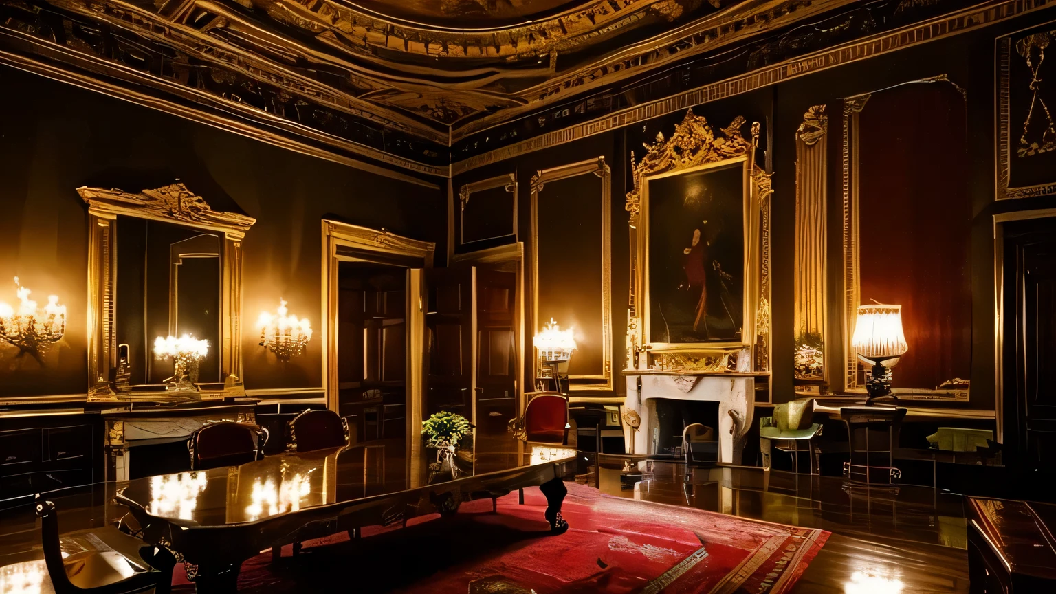 1800, Rome Italy, inside a palace, at night, Noble's office, no chair