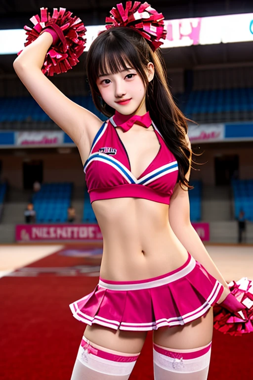 pubescent girls dressed as sexy cheerleaders with their navels exposed