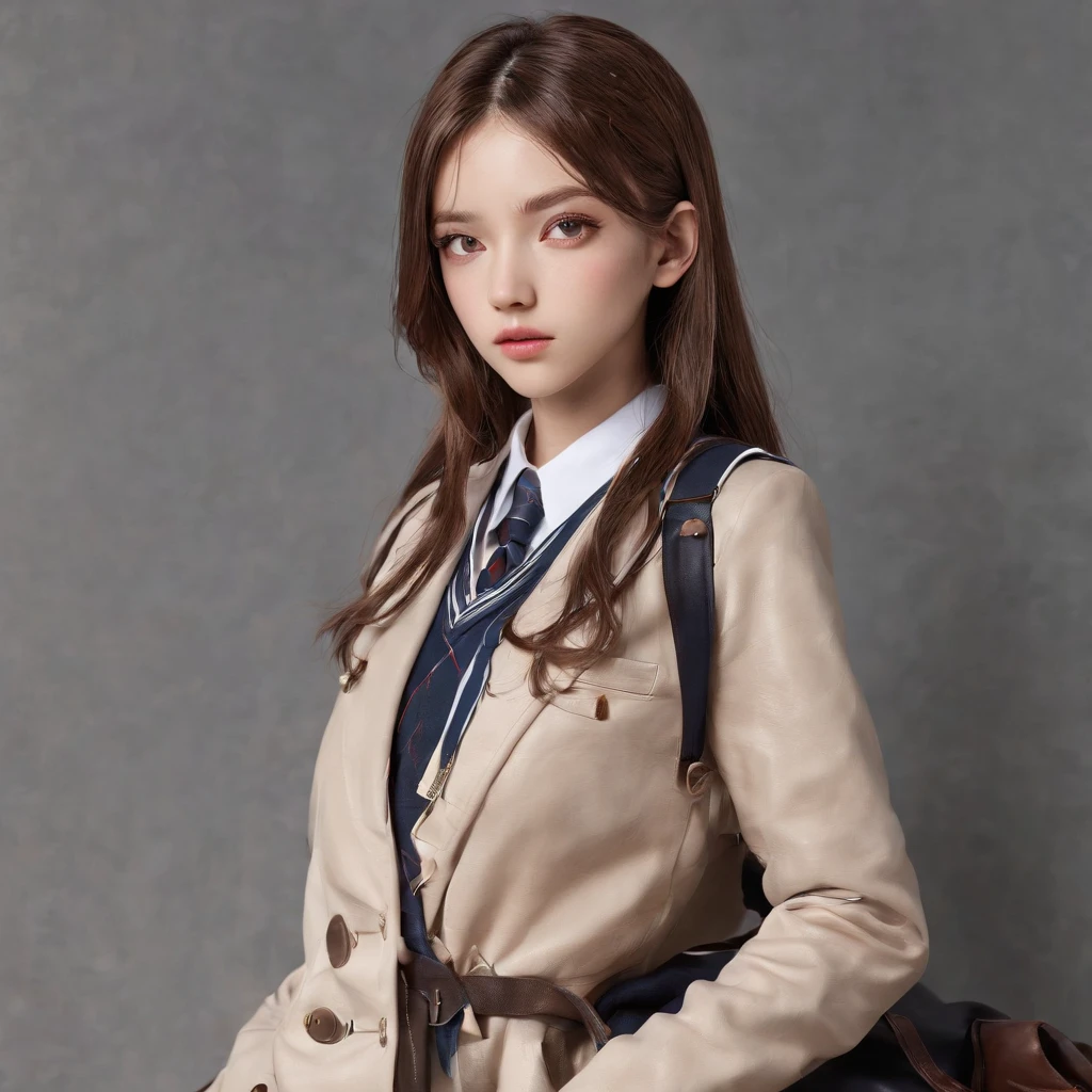 ((Masterpiece)), Best quality, Highly detailed face, Very high accuracy, (photoreal:1.4), surprising, the tiny details, Huge file, Correct exposure, 1 girl, Athletic body, Height 172cm, (Complex details), Single, Looking at the scenes, Perfect lighting, real, Shefa, Blush, Shiny skin, Fair complexion, Highly detailed face, Beautiful detailed eyes, (Skin details:1.2), Depth of vision, ,((school uniform, coat,leather shoes,)), Full body shot, Acquaintance,