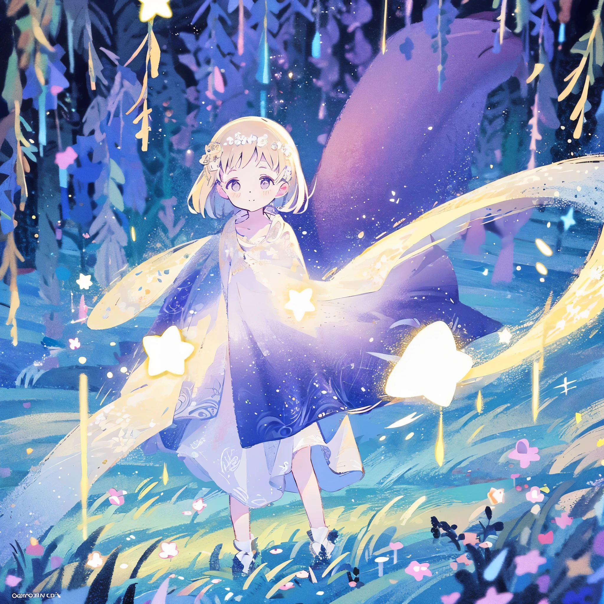masterpiece, best quality, sharp focus, intricate details, complex background, wishing star background, a woman wearing an ethereal mystical pink translucent dress that reflects the stars, perfume promo art, mystic, complex drawing, highly detailed, Covergirl brand, promo art, artistic rendition, ethereal, starry night, midjourney style, perfection, golden ratio
