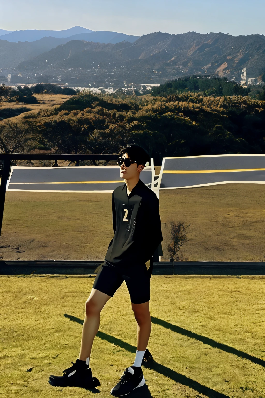 18-year-old handsome Korean boy wearing horn-rimmed glasses