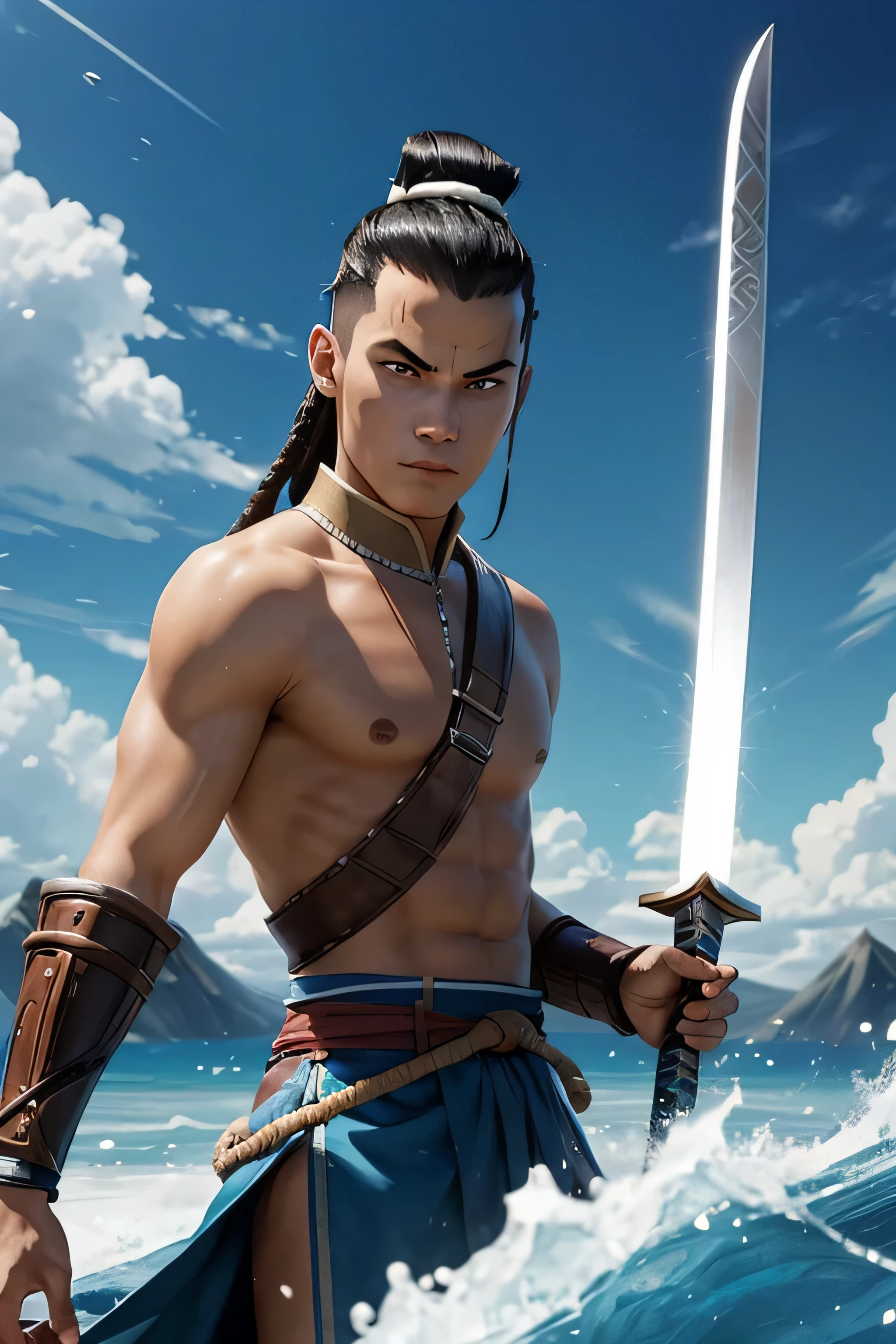 Create me sokka a warrior swordsman from the water tribe avatar