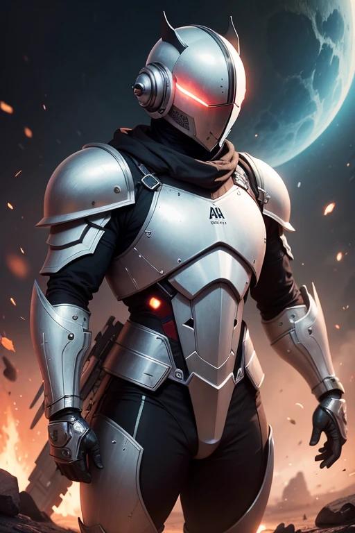 Intergalactic Soldier, armadura de combate, armadura superdetalhada, elmo fechado com viseira, imagem 8K, melhor qualidade, estilo anime