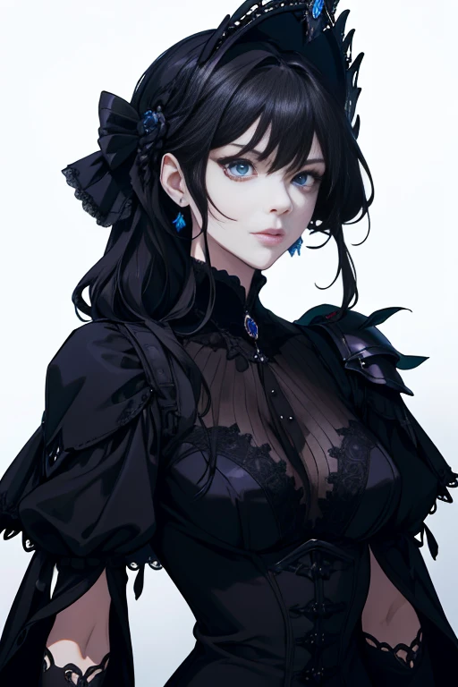 masterpiece, (absurdres:1.1), best quality, extremely delicate, (beautiful face:1.1), elegant, (great composition), bags under eyes, (dark:1.1), arafed image of a woman black dress formal portrait of female inspired by Li Chevalier, portrait knight female, gorgeous female paladin, Victorian era black dress formal girl, crisp clear rpg portrait, female paladin, highly detailed exquisite fanart, female black dress funerals , elisha cuthbert as a d&d paladin, dressed in black blonde blue eye long length hair