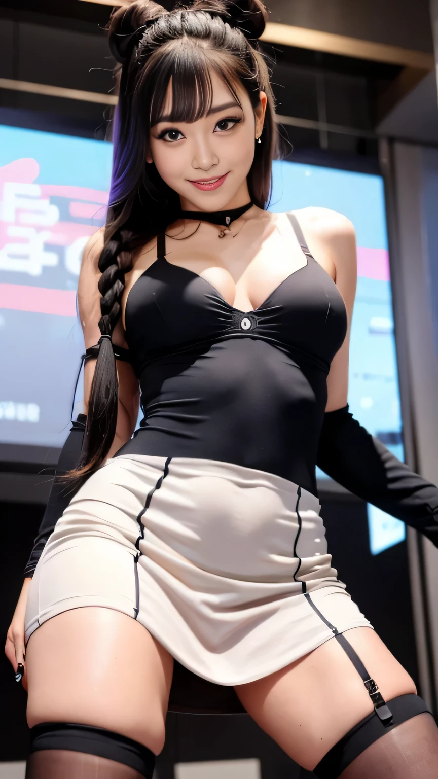 20-year-old、black hair、Bun head、brown eyes、long hair、Set your hair、stockings、sexy bra、Her hair is loosely braided、It's about shoulder-length.、smile、wrist accessories、Slender but well-proportioned muscular body、smile、big breasts、wearing a dress、Wearing a cardigan over a dress、I'I am wearing a loose skirt、smile、tall、wear sandals、I'I am shopping at a nearby supermarket..、Push Cart