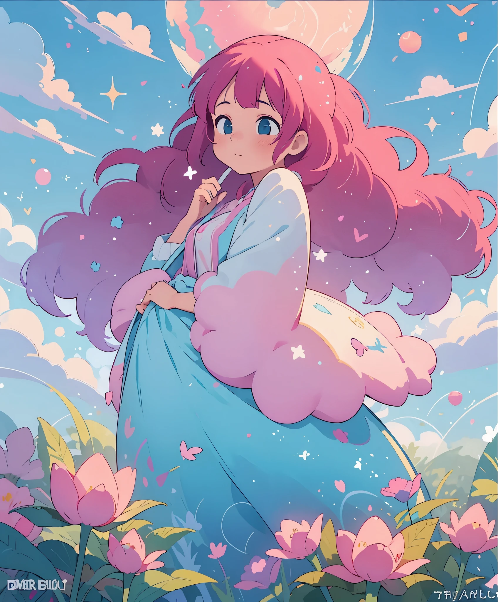 (masterpiece、highest quality、highest quality、official art、美しくbeautiful:1.2)、(1 girl:1.3)Hatsune Miku、twin tails,big breasts,beautiful girl in colorful gradient puffy ballgown, Long, flowing, dark pink hair, colorful fantasia background, Sparkling, watercolor illustration, disney art style, beautiful digital illustration, Fantasia Otherworldly scenery Plants Flowers, beautiful, masterpiece, highest quality, anime disney style