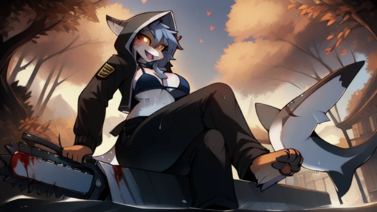 (sfw:2.0), uploaded the e621, beautiful and detailed,woman (((female))) ((anthro)) , (( shark-girl )), shark-muzzle, short blue hair, shiny skin, in water laying , Ross Tran, by ruan jia, by zaush, by foxovh, lighting cinematic, seductor, thighighs, (huge chest), full body view, (busty), wide hips, beautiful, messy hair, detailed yellow eyes, wet transparent white sports bra, slim white (mini bikini)-strings, black pants, black jacket , alone, submissive, view from down, sweating, hot , lust, trembling, open mouth, tongue sticking, invitation, (heart-shaped pupils), sexy, seductive, fall in love girl, nice, cute, (adult), smalldetailed, shy and seductive posture, leaning ahead down, we can see her half-exposed mid breasts, on beach, gaming, waves, drops, ( in the forest and ore there is a huge tower, absurdity), ((A high resolution, Ultra detailed, 1 girl,oversized hooded jacket,whole body, holding mechanical chainsaw)), bbw, Female, One, perspective front view, Huge ass, blushing, CHUBBY, Big breasts, tranquility, paws, low angle, Holding the chest, large areolas, soft smile, long curly, lush, voluptuous, thick, in black knight's armor ((face drenched in blood face)) gloomy, (ghost pirate)) skull, in military clothes, (in the sky on a flying pirate ship)