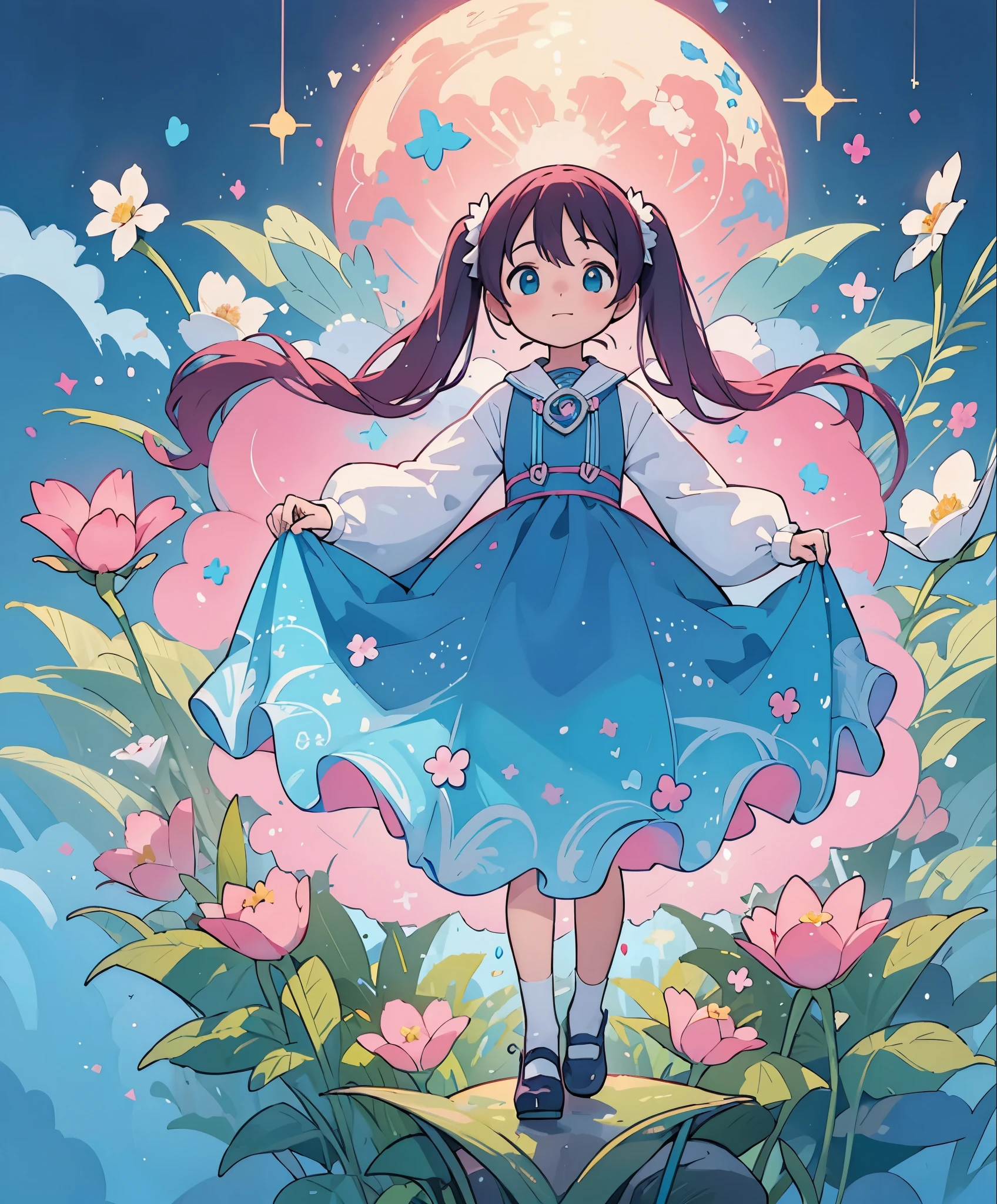 (masterpiece、highest quality、highest quality、official art、美しくbeautiful:1.2)、(1 girl:1.3)Hatsune Miku、twin tails,big breasts,beautiful girl in colorful gradient puffy ballgown, Long, flowing, dark pink hair, colorful fantasia background, Sparkling, watercolor illustration, disney art style, beautiful digital illustration, Fantasia Otherworldly scenery Plants Flowers, beautiful, masterpiece, highest quality, anime disney style
