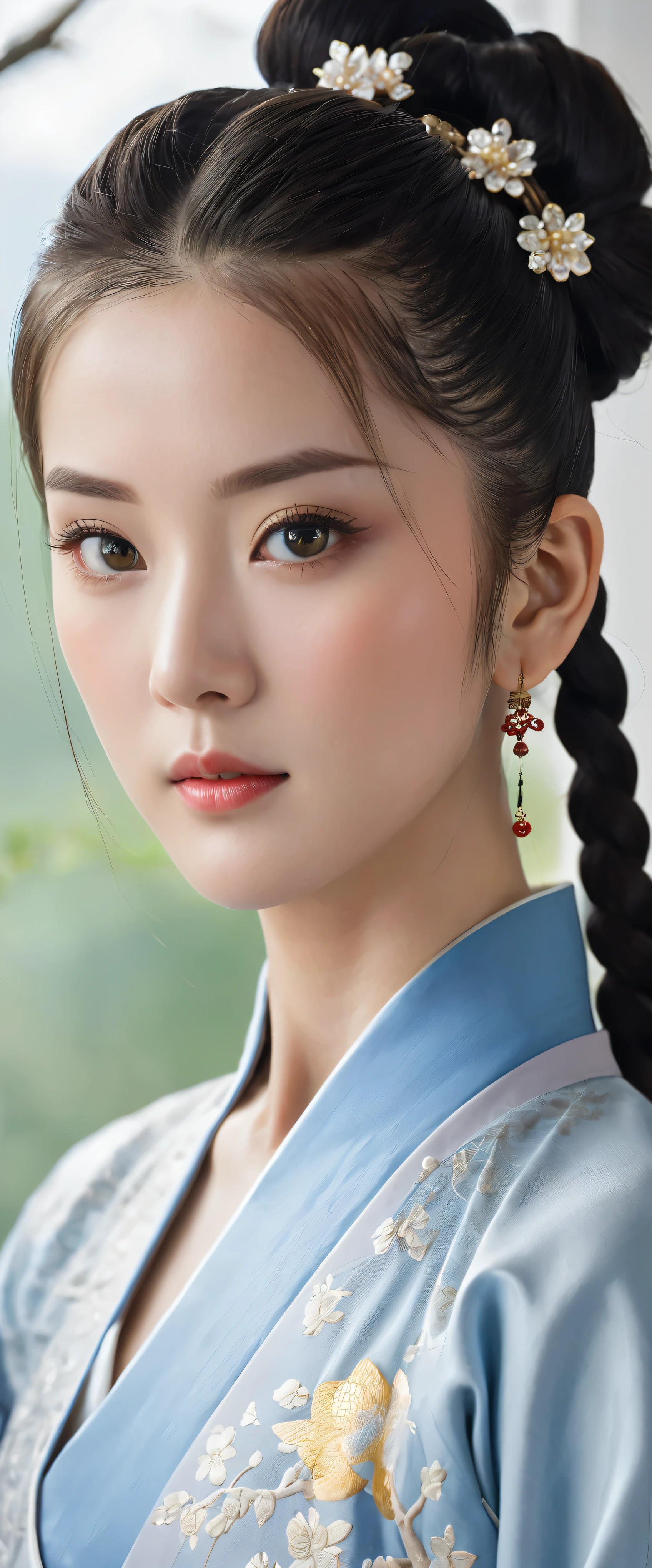 highest quality、masterpiece、High resolution(1.4)、Wuxia 1girl, dressed in an exquisite China dress,、It revealed her super gorgeous face adorned with subtle makeup and a serene look.。Long flowing hair cascading down her back、Sparkling in the sunlight、It caught the attention of onlookers。A moment of silence before the action begins、Her gorgeous eyes reflected determination and focus.。She wore her hair elegantly in a high bun.、Her hair was held in place with intricately braided hairpins.。With a swift and deft movement she drew her sword.、Get ready for some electrifying kung fu combat。China dress