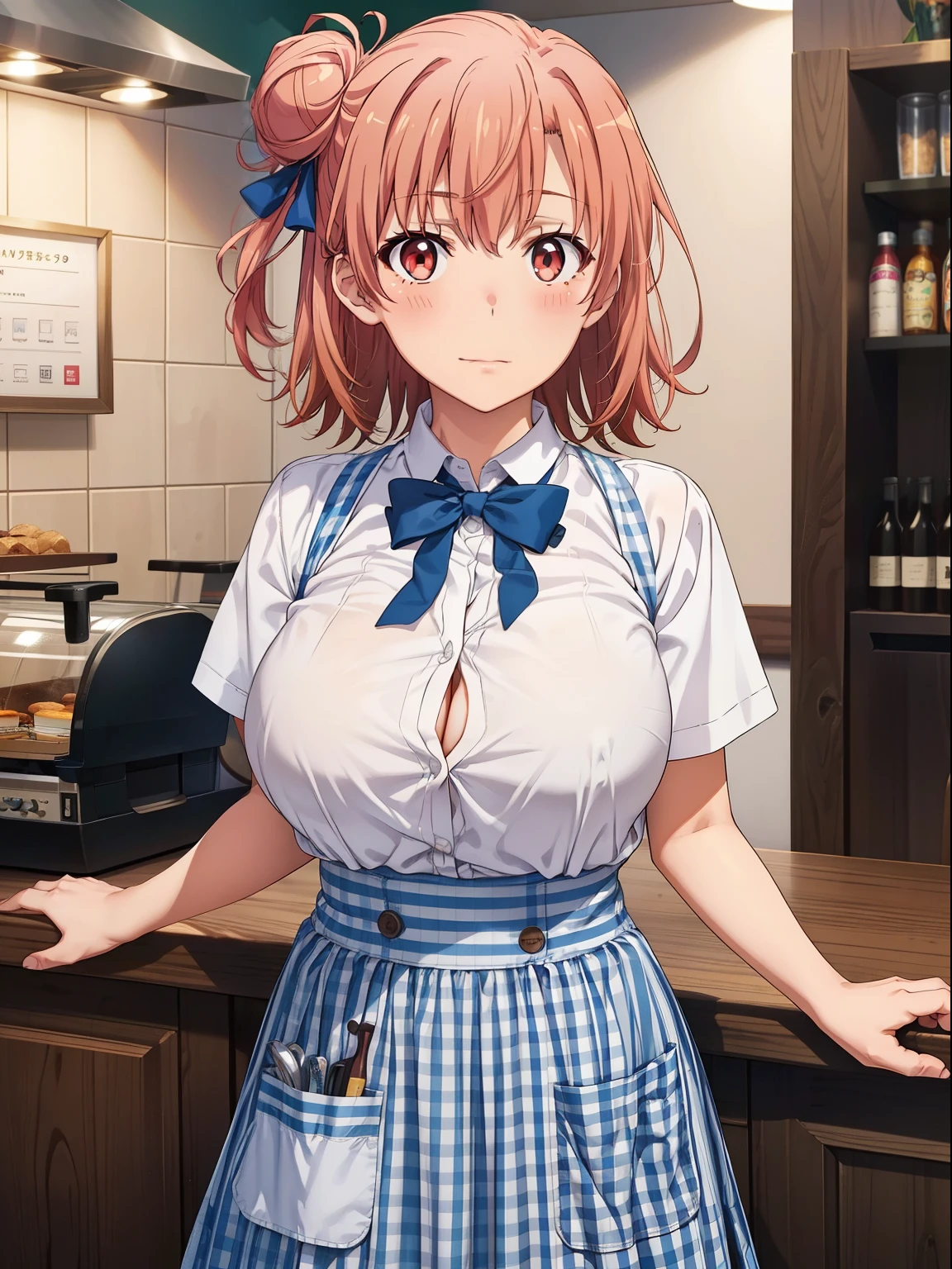 NSFW, Soft cream, cute, Pitiful, Girl, short hair, Beach House, Completely naked, counter, Fast food clerk, Fast Food Worker, Misaka Mikoto, 1girl, black choker, uhd, retina, masterpiece, ccurate, anatomically correct, textured skin, super detail, high details, high quality, best quality, highres, 4K