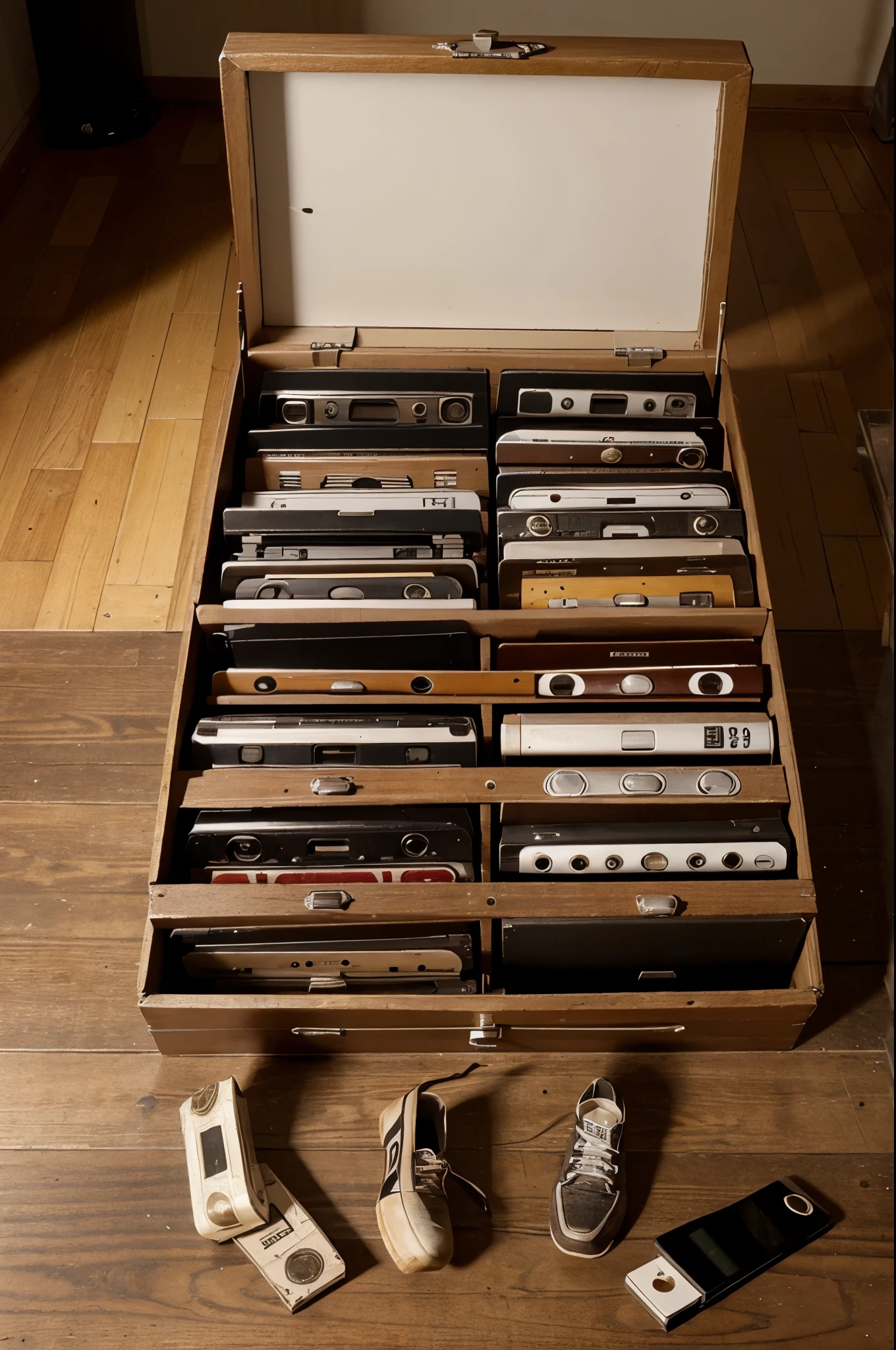 pictures of 50 music tapes in shoe box