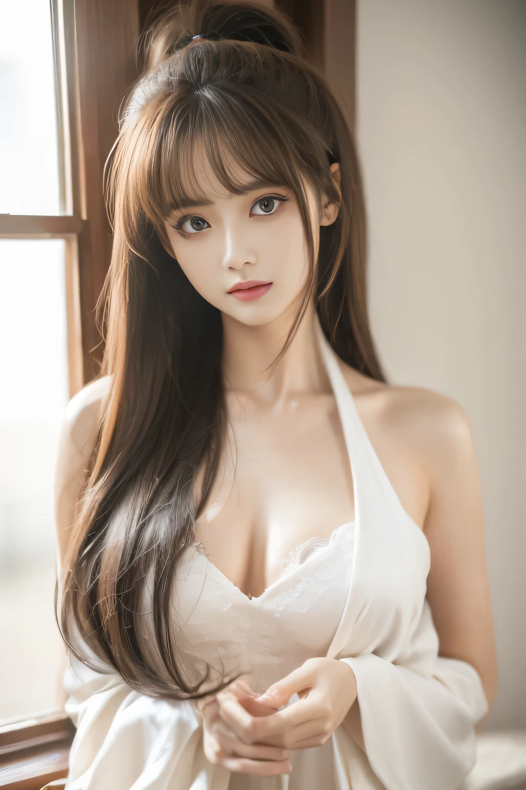 chunmomo, (masterpiece, best quality:1.2), 1girl, solo, delicate face, Detailed skin, long black hair