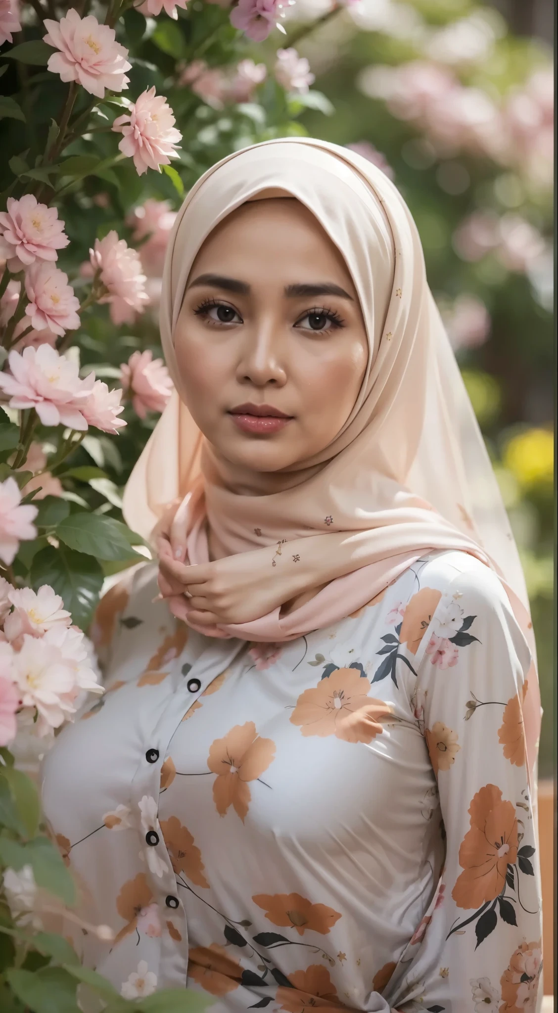 50 years Old, Hijab Indonesian mature woman, Big Tits : 66.9, Gamis, Breast out from her clothes : 1.9, at doctor office, Dark light, at Nighttime