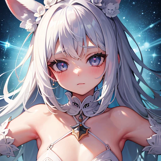 Cute little 3 year old girl with white hair, Horse sex (penis of Horse is penetrated in vagina her), armpit, sin ropa, desnuda, (face 3 years), arte conceptual， complejo， pintura digital muy detallada， SUAVIDAD， sharp focus， Sparkly Filigree Fantasy， Una obra maestra del arte digital
