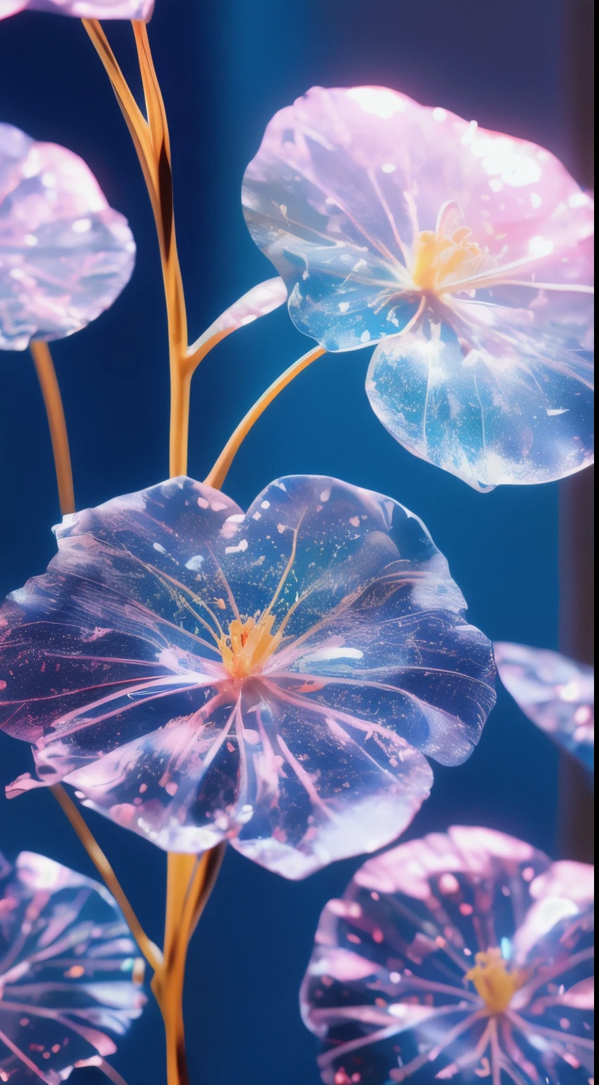 water晶春花,Pink and white gradient,water滴,fantastic, galaxy, transparent,, Pink and white gradient,water滴,Light blue leaves,spark, spark, brilliance, water,rich and colorful,, Magical photography of light blue leaves, dramatic lighting, photorealism, Super detailed, 4K, depth of field, high resolution