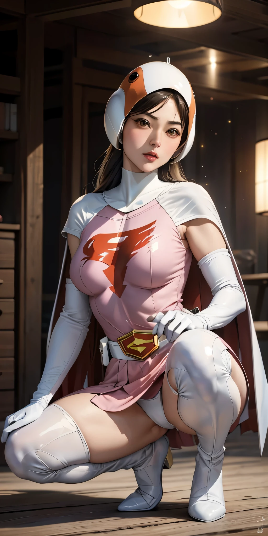 raw photo,realistic,beautiful woman、Hands behind the head、Jun、Japanese、squatting down、spread legs、show white panties,sexy、white knee high boots、straight,sexyPause,looking at the viewer,break, Year_classic_Jun_Gatchaman_my wife,www.my wife.and, long hair,beautifulface、素face、face面見えている、SHIELDThere is no、ミニ超ミニskirt、white panties、raw photo,realistic,beautiful woman、Jun、straight,Pause,looking at the viewer,break,
Year_classic_Jun_Gatchaman_my wife,www.my wife.and,
long hair,chest,green eyes,lips,medium chest,blonde hair,lipstick,compensate,
gloves,cape,Helmet,belt,elbow gloves,white gloves,mask,skirt,leotard,Spacesuit,white legwear,pink dress,superhero,body suit,
official art,Highly detailed CG Unity 8K wallpaper, perfect lighting,colorful, bright_front_face_lit,shiny skin, (masterpiece:1.0),(Highest_quality:1.0), 超High resolution,4k,Super detailed, photo shoot, 8K, HDR, High resolution, (disorganized:1.2), kodak portrait 400, film grain, blurred background, (Bokeh:1.2), Lens flare, (lively_color:1.2),professional photos, (beautiful_face:1.5),