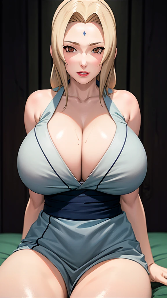 (huge boobs), cleavage, excellent anatomy, masterpiece, highest quality, 4k, 8K, professional photography, soft light, sharp focus, 1 girl,  blonde hair, kimono, cloud, blonde hair, Parted banks, detailed face+brown eyes, closed lips, lipstick, nude,sex,show your chest,Half body,A lot of cum on face,A lot of cum on body