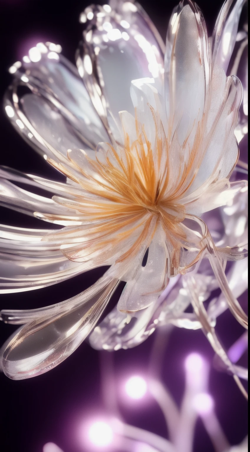 crystal spring flowers，fantastic, transparent,,gold wire，silver，amazing photography, dramatic lighting, photorealism, Super detailed, 4K, depth of field, high resolution