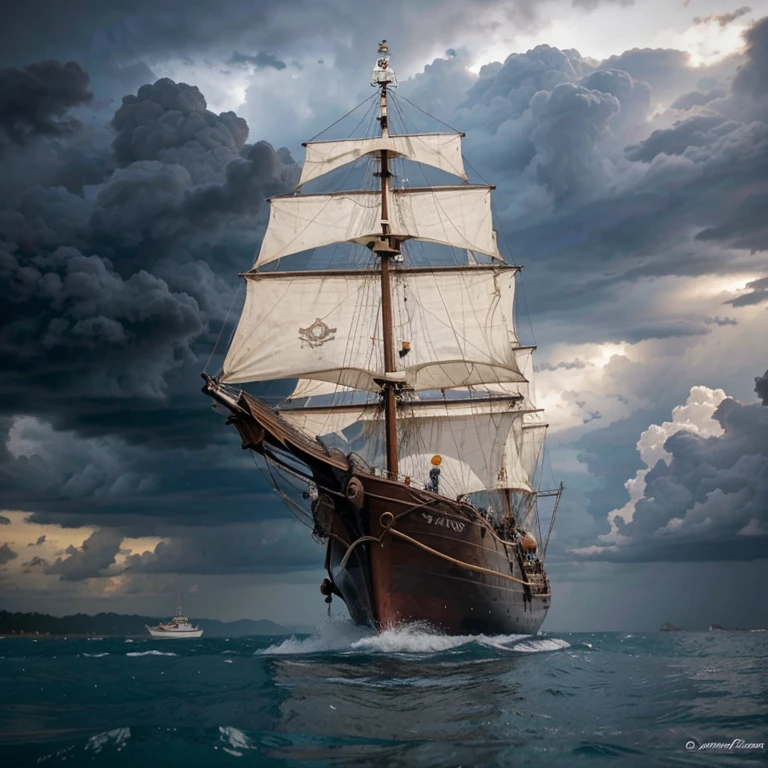 Un barco pirata en una tormenta 