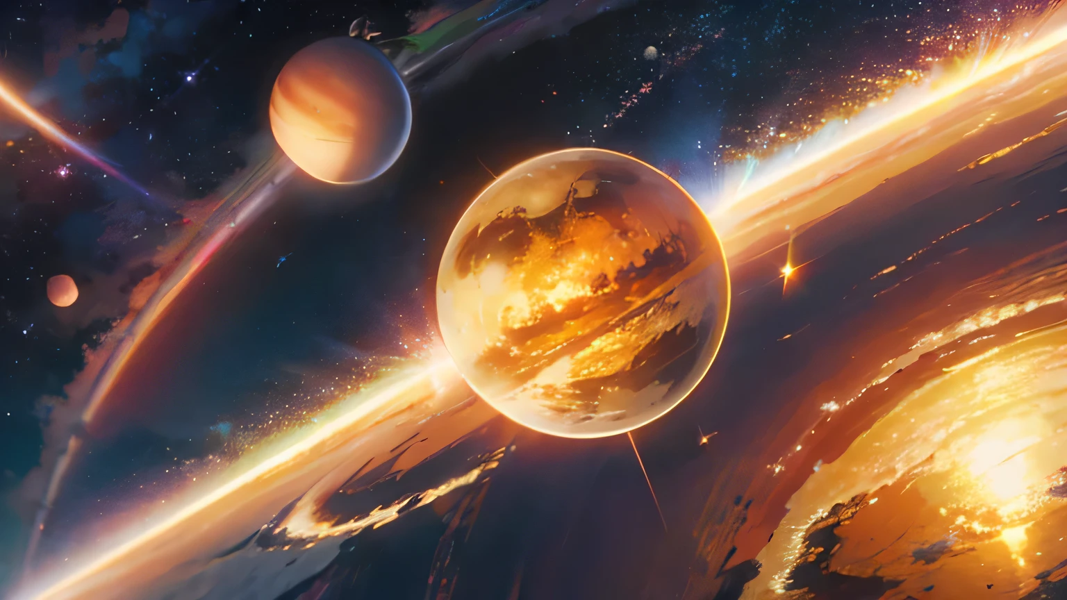 The sun and the planets orbiting it