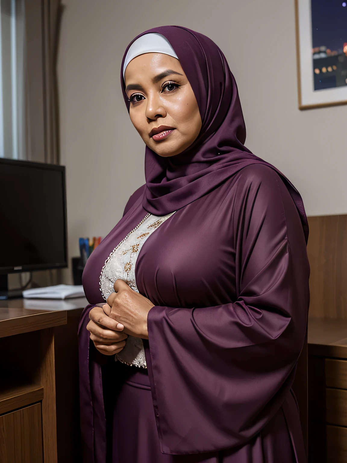HIJAB MALAY GIRL,, IMF as a good Guy, TECHNOLGY, AI, futuristic, blockchain, International Monetary Fund, (MATRIX WORLD), ((look In front at the camera OPEN your EYES and OPEN your mouth)).