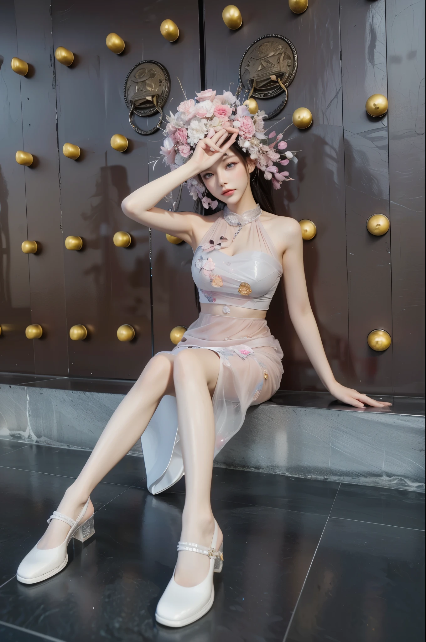 Game art,Best image quality,Highest resolution,8K,(A half-length photo),(portrait),(Head close-up),(rule of thirds),Unreal Engine 5 rendering works,20 year old girl,((Queen)),Eyes are very detailed,(big breasts),Elegant and noble,cinema lights,Ray tracing,Game CG,((3D Unreal Engine)),OC rendering reflection pattern,4K,Ultra-clear,Sensual,translucent lace,Fair and plump figure,pretty face,gloss gel coat,身着华贵礼服的Queen,Crystal Gem Crown,Necklace jewelry,blue eyes,black tattoo(whole body),The tattoo is very three-dimensional,Gorgeous and intricate tattoo designs,five fingers straight,Fingers neat,white high heel boots
