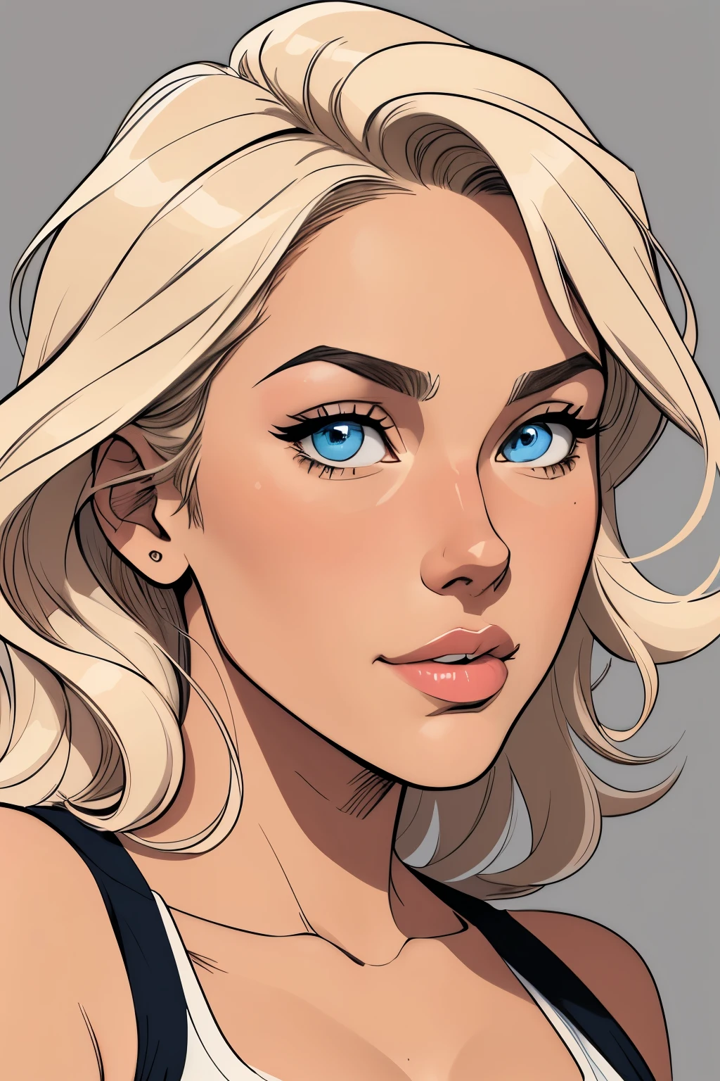 
Flat colors, close-up, portrait, of a 23 year old surfer girl, ([blue eyes]) Beach blonde wavy hair, cleavage, natural beaty, beautiful, masterpiece, pop art, simple bold colored lineart, Cartoon style illustration, Cartoon Art Style, Digital illustration style, Highly detailed character design, cute detailed digital art,  beautiful digital illustration, high quality portrait, Comic art, Character Design Portrait, 
(([Simple grey background]))












  
Flat colors, a 25 year old surfer looking girl, tan skin, ([blue eyes]) Beach blonde salty hair, natural beaty, beautiful, casual, blue tank top, masterpiece, pop art, close-up, portrait, anime style, simple bold colored lineart, Cartoon style illustration, Cartoon Art Style, Digital illustration style, Highly detailed character design, cute detailed digital art,  beautiful digital illustration, high quality portrait, Comic art, Character Design Portrait, 
(([Simple grey background]))












  
