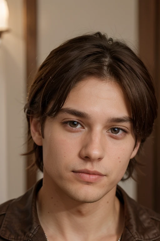 6’4 man with brown hair and brown eyes with fluffy hair